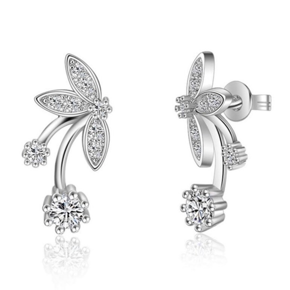 My Added Sparkle Jewelry - 925 Sterling Silver CZ Crystal Petal Studs